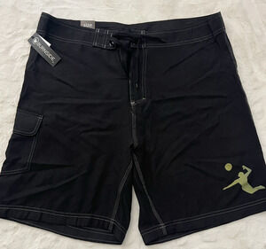 Burnside Mens Size 36 Black Board Shorts Surf Swim Trunks Drawstring NWT